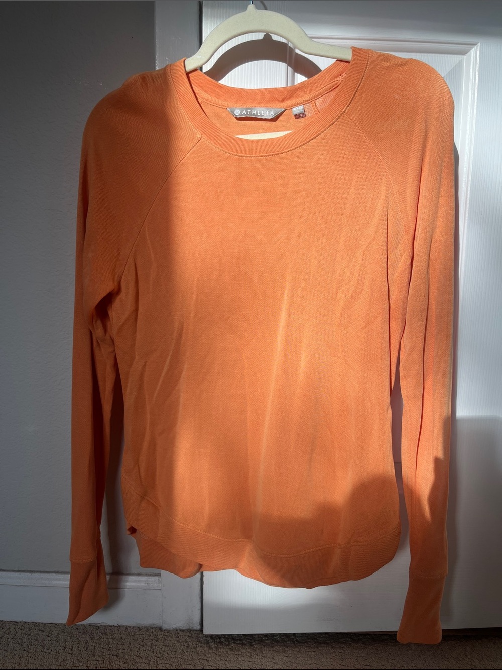 Athleta Orange Long-Sleeve Crewneck Pullover